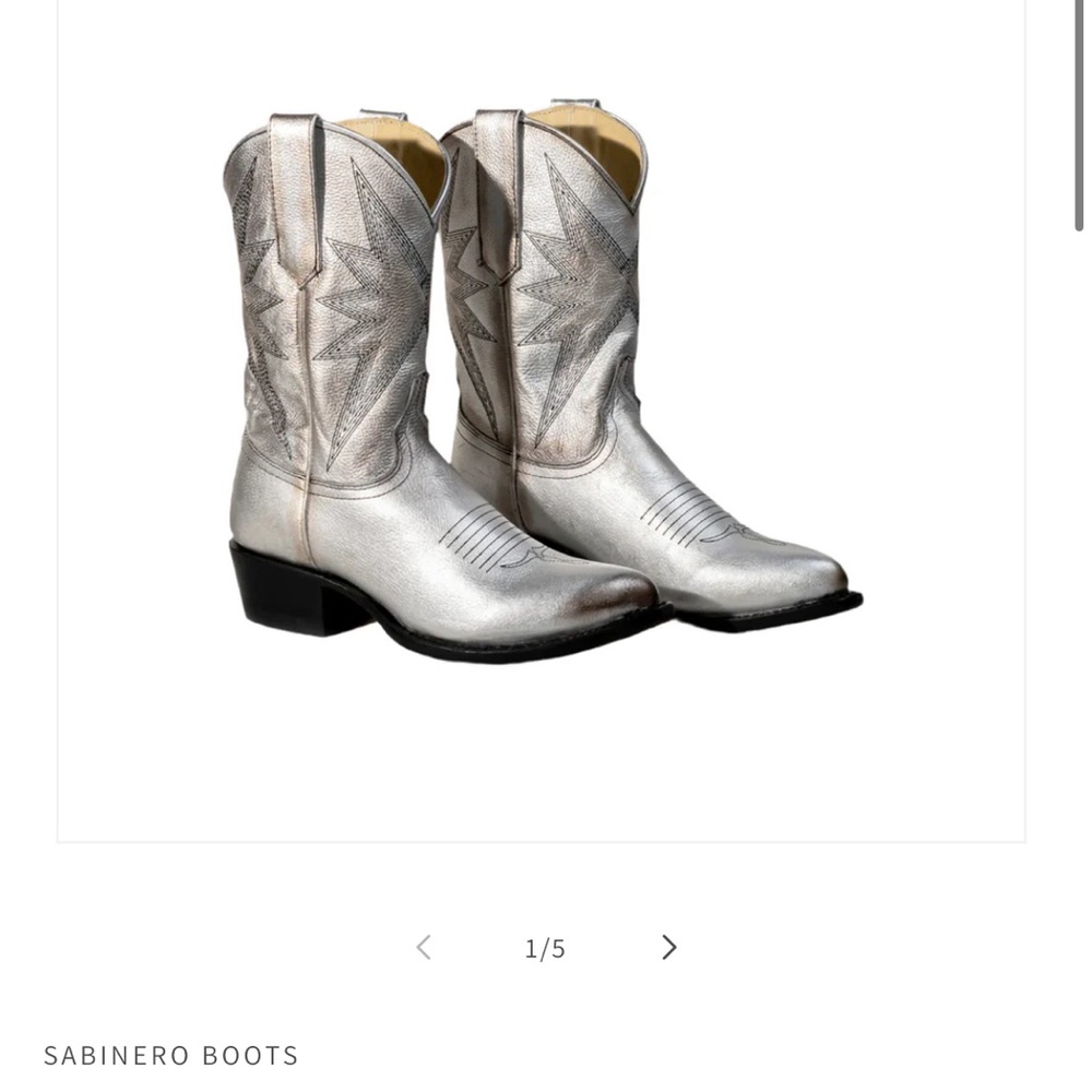 Sabinero silver sun star metallic cowboy boots 7 1/2 - Picture 6 of 7